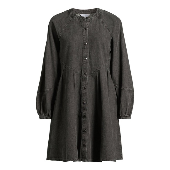 Time and Tru Womens Button Front Mini Dress Long Sleeves Black Denim Size XL - Picture 4 of 5